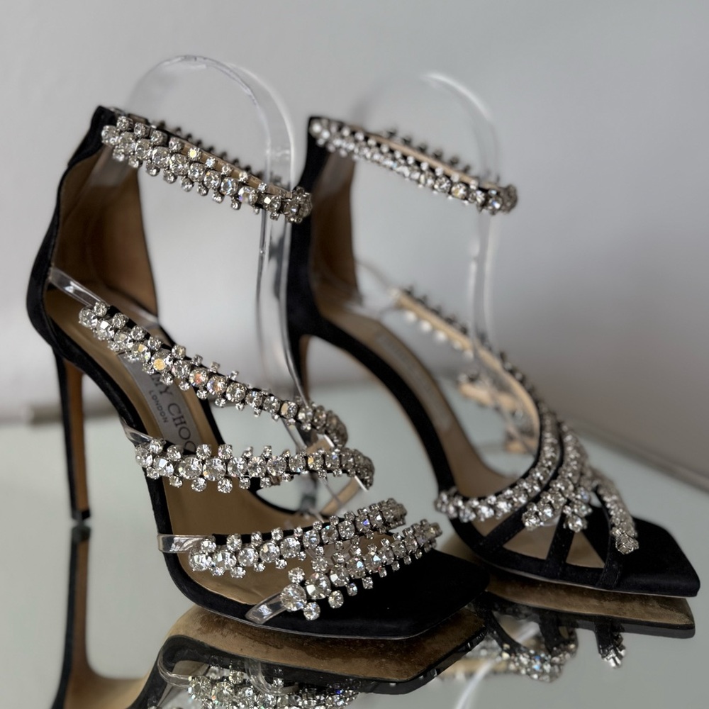 EUC JIMMY CHOO Josefine Crystal Strappy Cocktail Stiletto Sandals - Picture 6 of 15